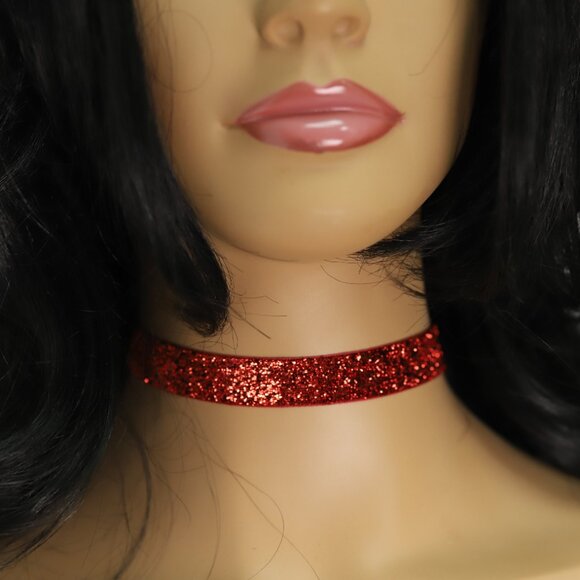 Red Sparkle Choker adjustable red spark Chokers (#10) - Picture 3 of 12
